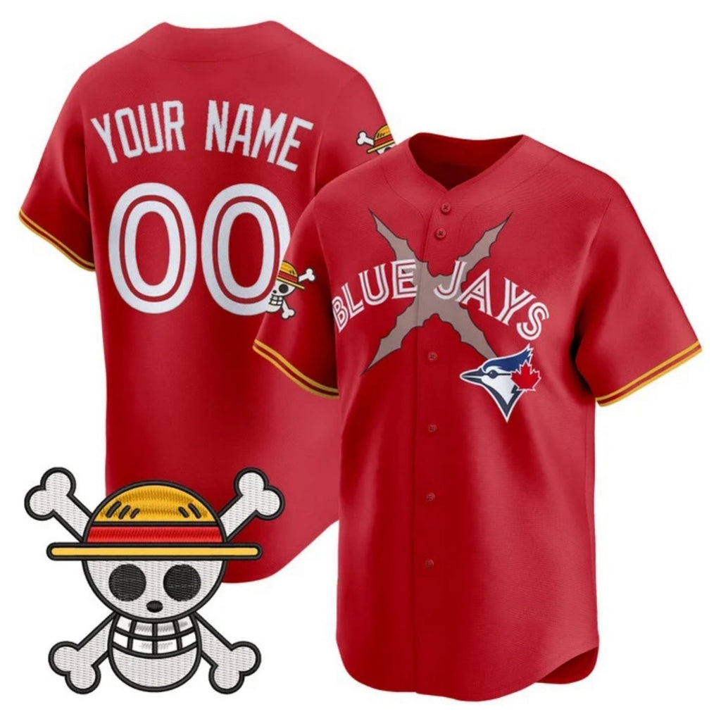 Custom Toronto Blue Jays x One Piece Red CONTON Vapor Premier Limited Jersey - Stitched