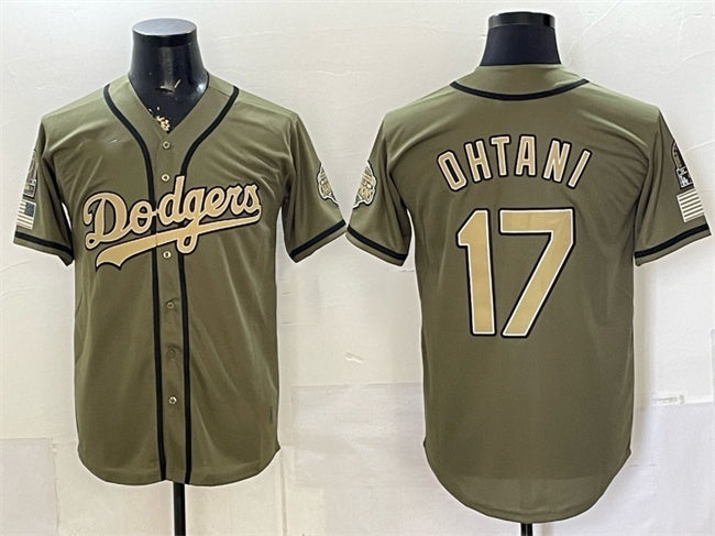 Los Angeles Dodgers #17 Shohei Ohtani Olive CONTON 2026 Armed Forces Day Stitched Jersey
