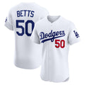 Los Angeles Dodgers #50 Mookie Betts White CONTON Home Elite Player Jersey
