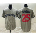 Minnesota Twins #25 Byron Buxton 2023 Grey CONTON Home Team Cool Base Stitched Jersey