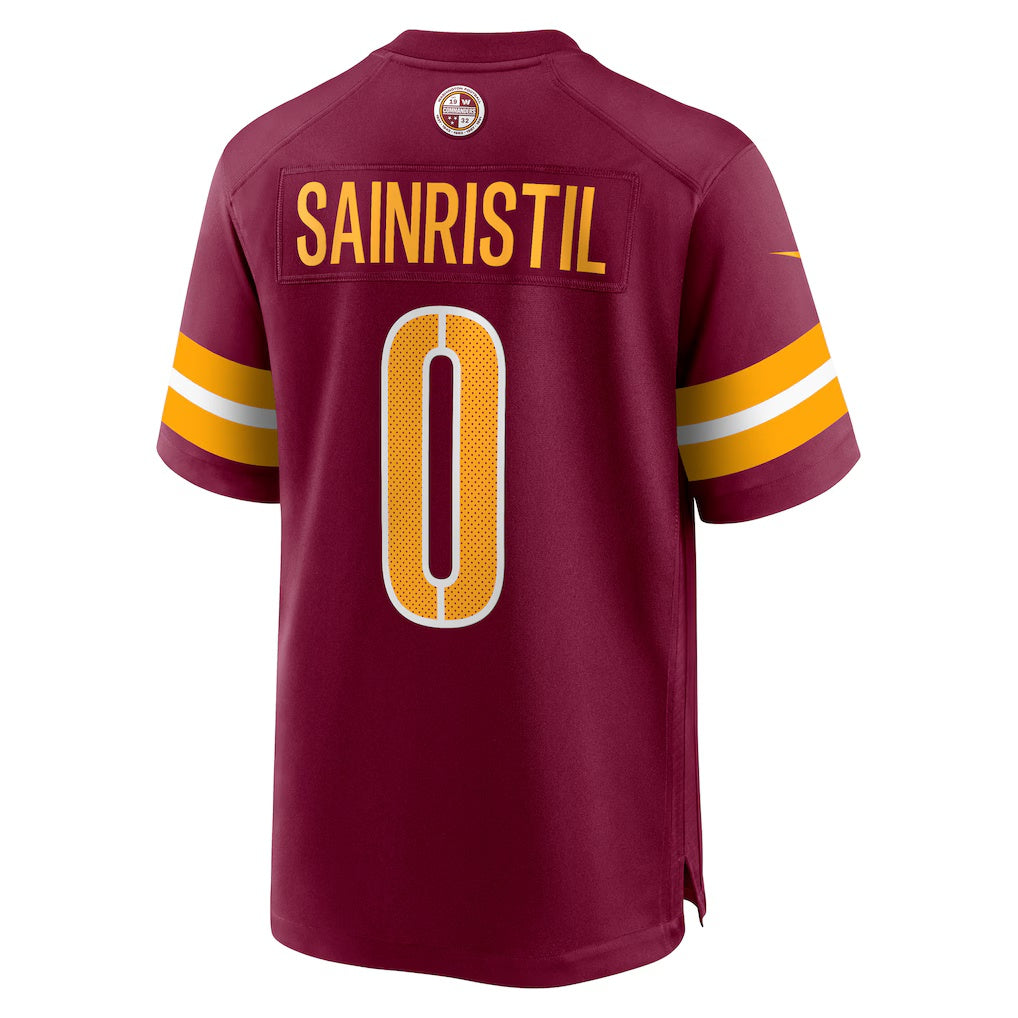 W.Commanders #0 Mike Sainristil Burgundy CONTON Game Jersey 2