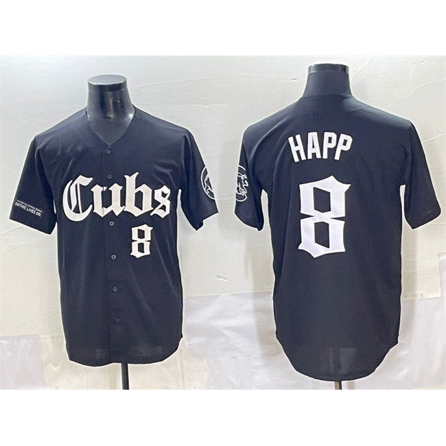 Chicago Cubs #8 Ian Happ Black CONTON 'Gothic North Side Edition' Vapor Premier Limited Stitched Jersey