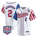 Baltimore Orioles #2 Gunnar Henderson Player White CONTON USA 250 Independence Day Vapor Premier Home Game Stitched Jerseys