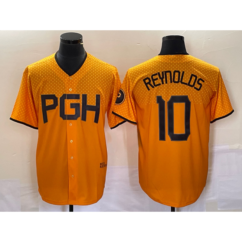 Pittsburgh Pirates #10 Bryan Reynolds Gold CONTON 2023 City Connect Stitched Jersey