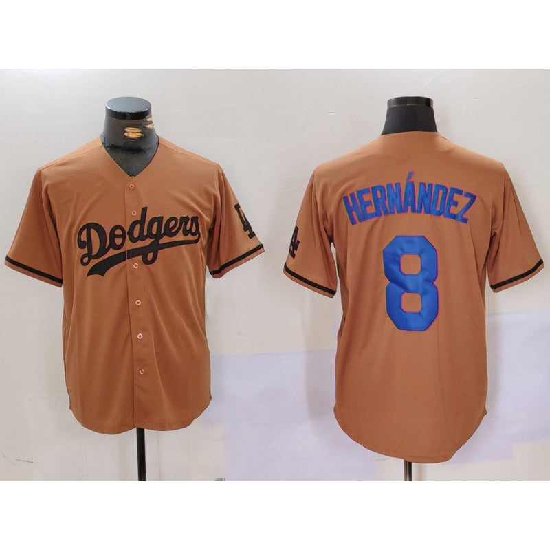 Los Angeles Dodgers #8 Kike Hernandez Olive CONTON Cool Base Limited Stitched Jersey