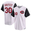 Cincinnati Reds #30 Ken Griffey Jr. White CONTON Cooperstown Collection Limited Stitched Jersey