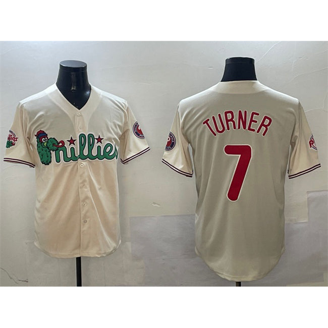 Philadelphia Phillies #7 Trea Turner Cream CONTON Phanatic Limited Stitched Jersey
