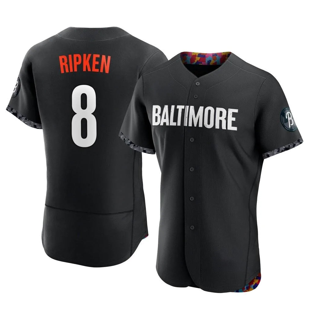 Baltimore Orioles #8 Cal Ripken Player Black CONTON City Connect Limited Elite Home Game Stitched Jerseys
