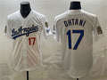 Los Angeles Dodgers #17 Shohei Ohtani White CONTON 2026 Gold Collection 9x & B2B Champs Patch Stitched Jersey