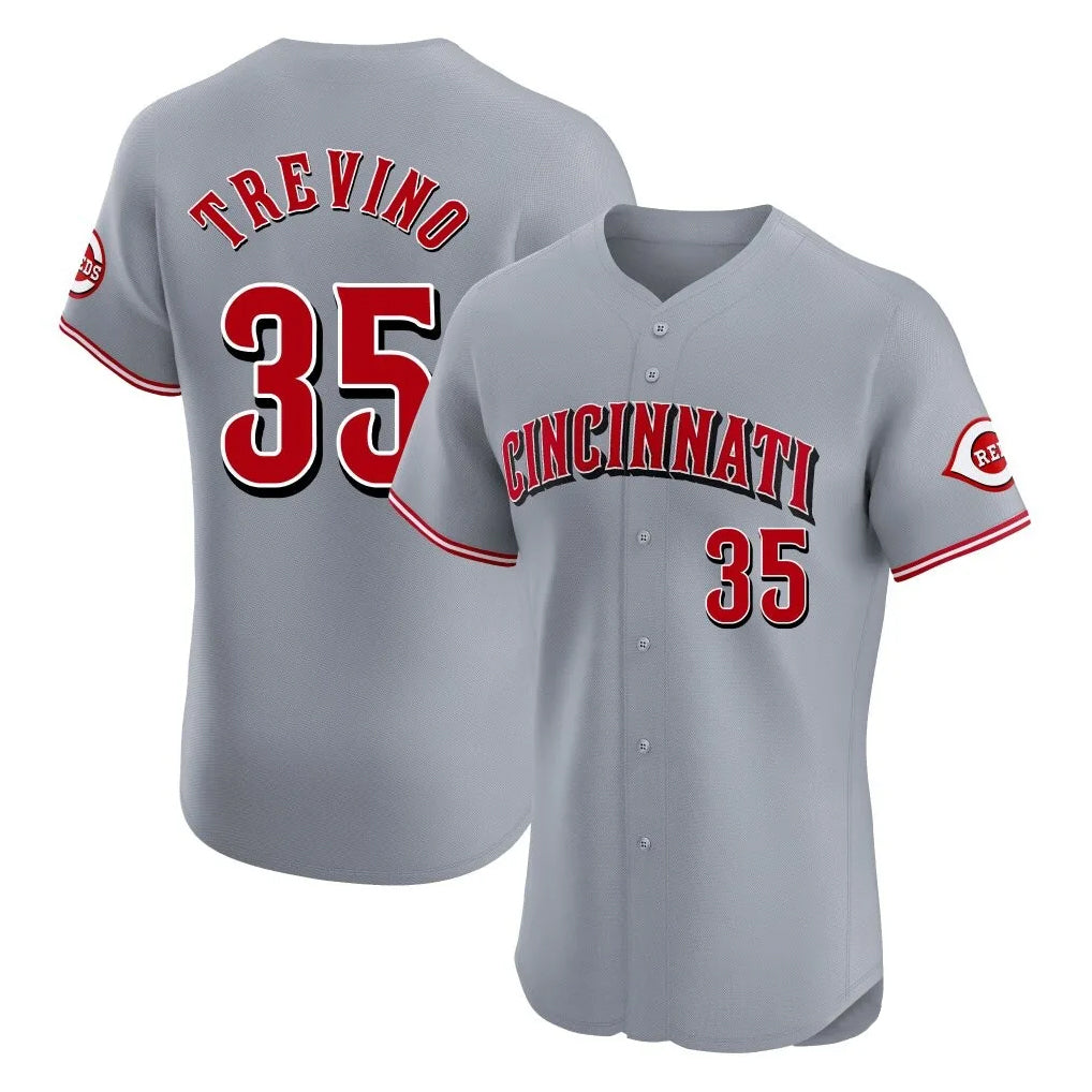 Cincinnati Reds #35 Jose Trevino Player Gray CONTON Limited Elite Home Stitched Jerseys