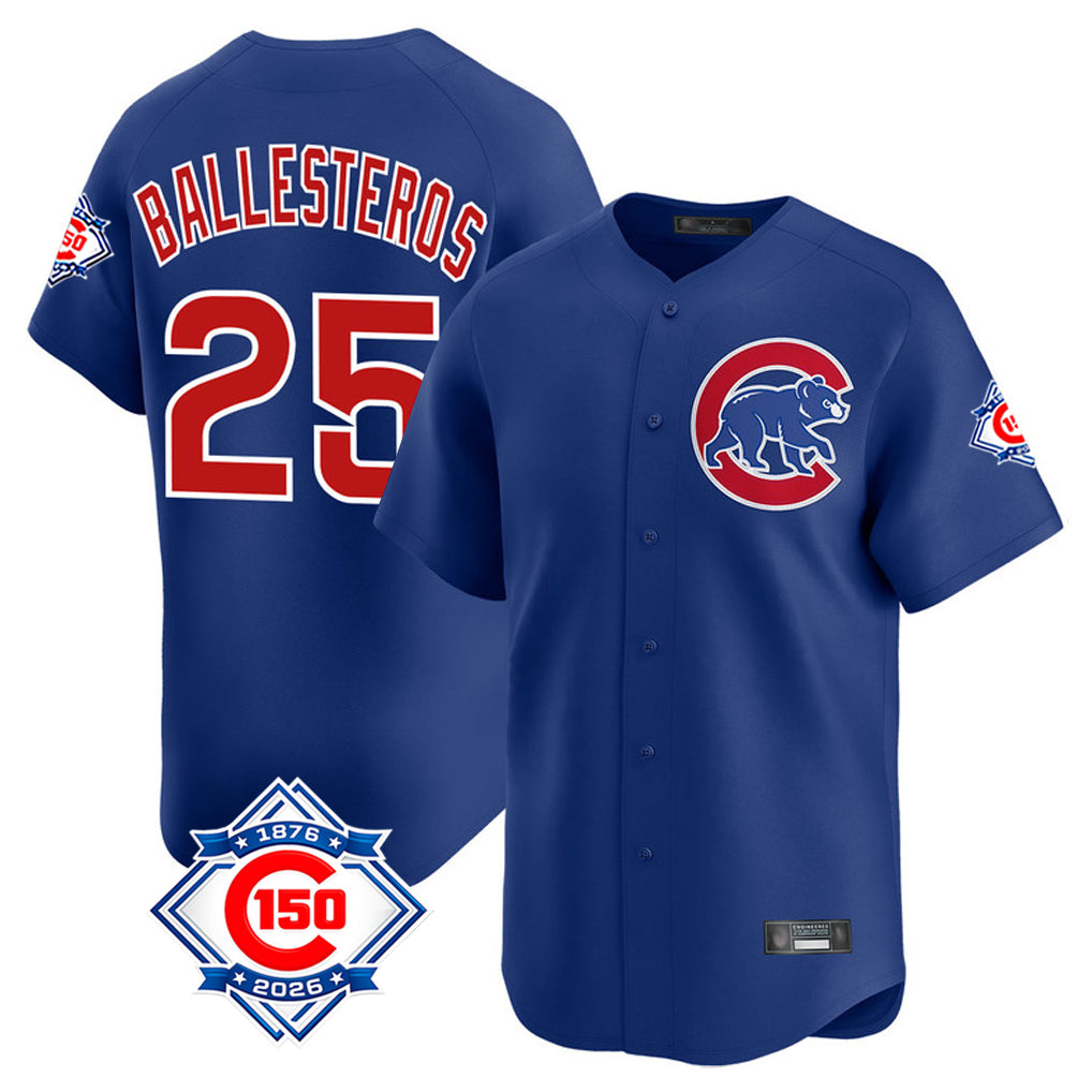 Chicago Cubs #25 Moises Ballesteros Player Royal CONTON 150th Anniversary Limited Home Stitched Jerseys