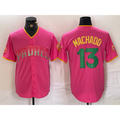 San Diego Padres #13 Manny Machado Pink CONTON Cool Base Stitched Jersey 2