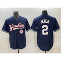 New York Yankees #2 Derek Jeter Navy CONTON With Patch Cool Base Stitched Jersey