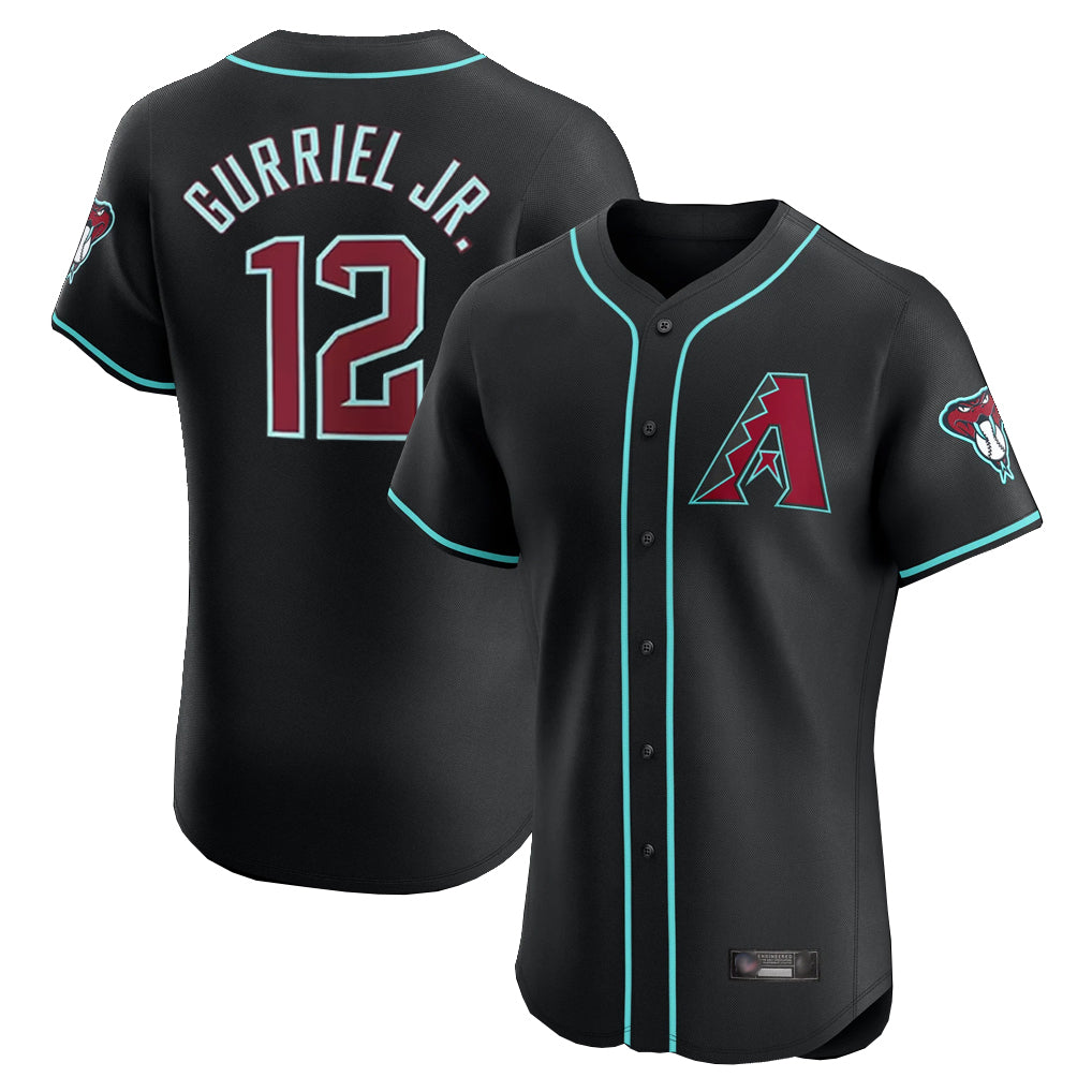 Arizona Diamondbacks #12 Lourdes Gurriel Jr Player Black CONTON Limited Elite Home Game Stitched Jerseys