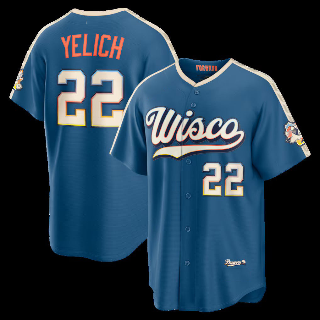 Milwaukee Brewers #22 Christian Yelich Mineral Blue CONTON 2026 City Connect Stadium Jersey