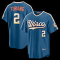 Milwaukee Brewers #2 Brice Turang Mineral Blue CONTON 2026 City Connect Stadium Jersey