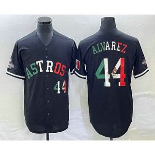 Houston Astros #44 Yordan Alvarez Number Mexico Black CONTON Cool Base Stitched Jersey