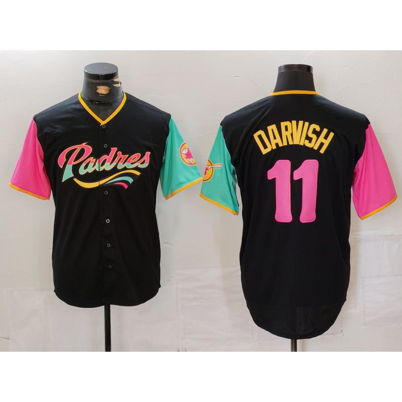 San Diego Padres #11 Yu Darvish Black CONTON Fashion Jersey