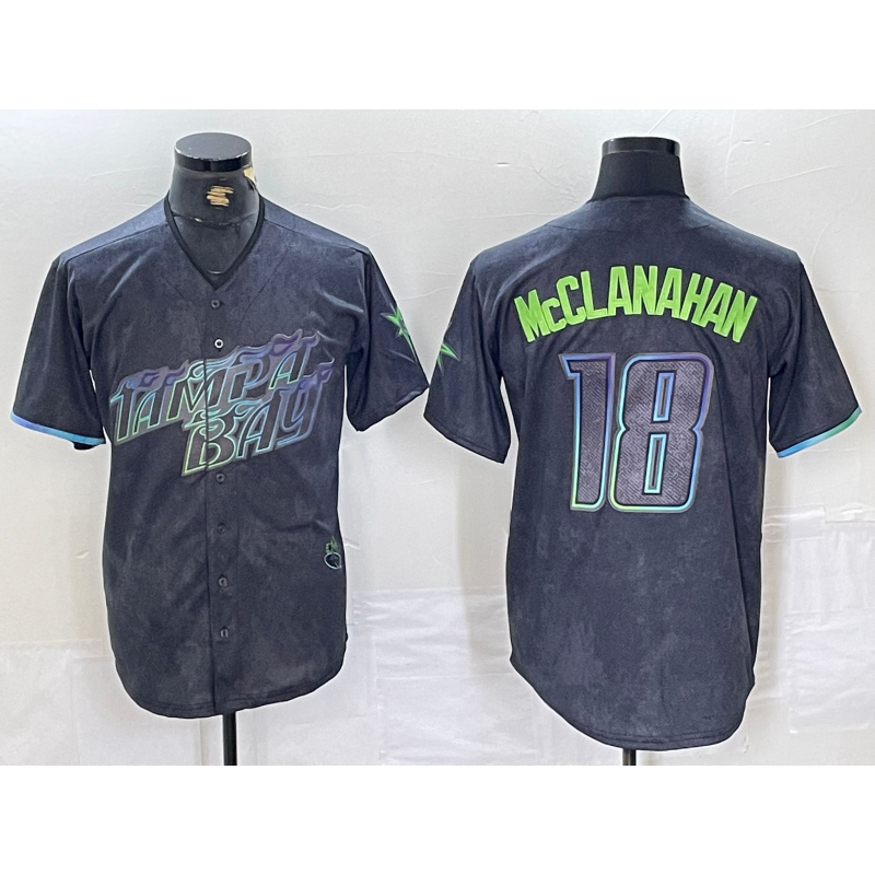 Tampa Bay Rays #18 Shane McClanahan Charcoal CONTON 2024 City Connect Limited Stitched Jersey