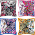 4PCS Head Scarf for Women 35” Silk Feel Hair Scarf | Satin Neck Scarfs, Square Bandana Hair Wraps, Head Scarves for Sleeping, Travel, Hair Protection, Daily Wear