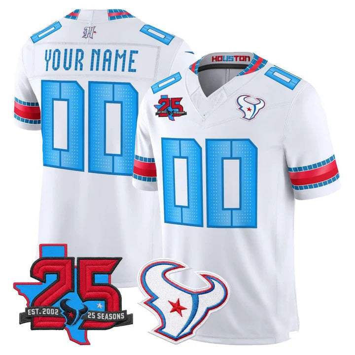 Custom H.Texans White Rivalries All Stitched Jersey CONTON