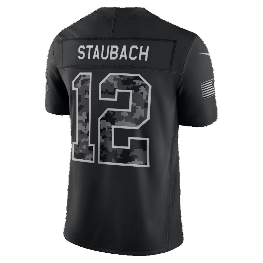D.Cowboys #12 Roger Staubach Black 2026 Salute to Service Retired Player Stitched Limited Football jersey CONTON