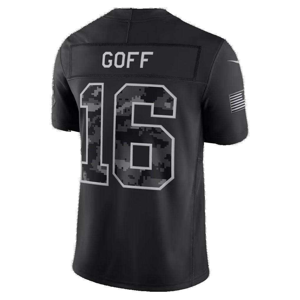 D.Lions #16 Jared Goff Black 2026 Salute to Service Stitched Limited Football jersey CONTON