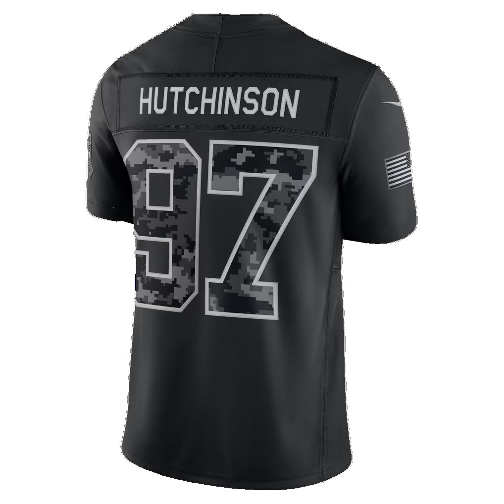 D.Lions #97 Aidan Hutchinson Black 2026 Salute to Service Stitched Limited Football jersey CONTON