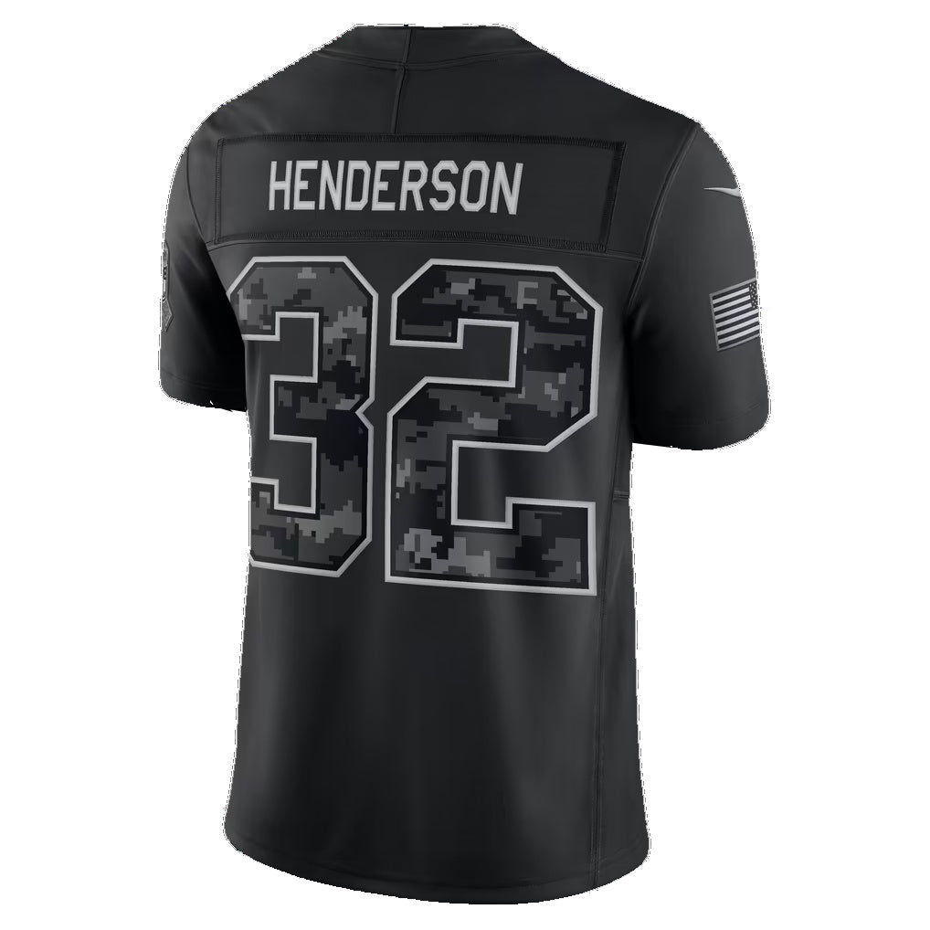 NE.Patriots #32 TreVeyon Henderson Black 2026 Salute to Service Stitched Limited Football jersey CONTON