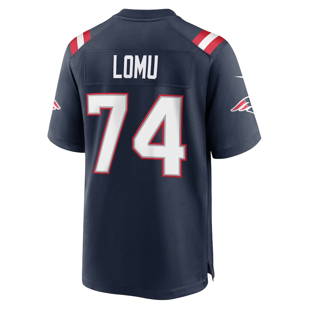 NE.Patriots #74 Caleb Lomu Navy Team Game Jersey CONTON