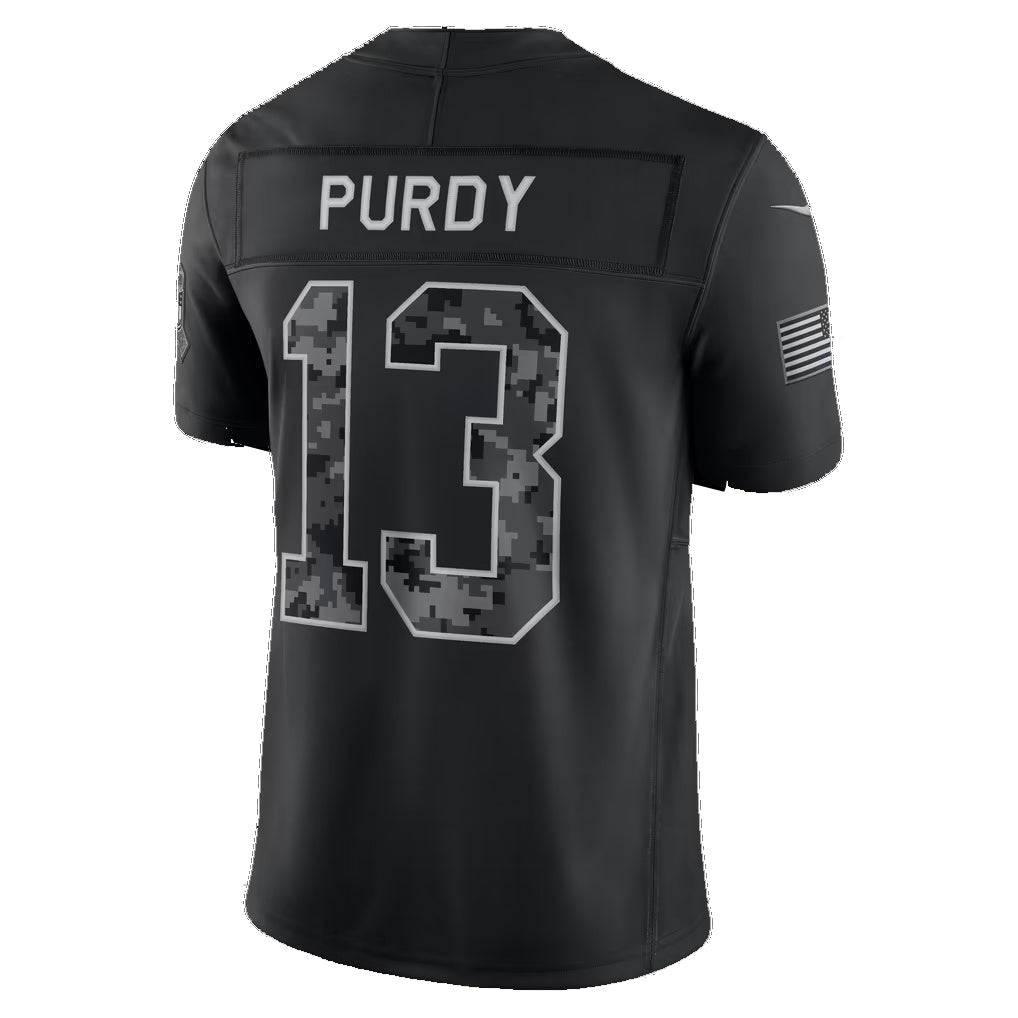 SF.49ers #13 Brock Purdy Black 2026 Salute to Service Stitched Limited Football jersey CONTON
