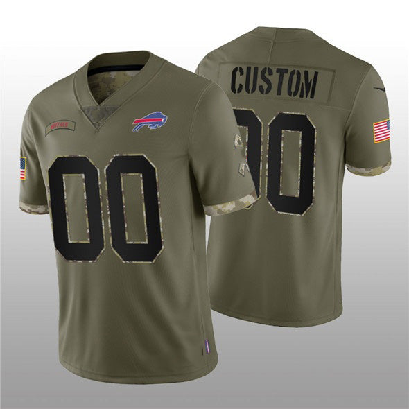 Custom B.Bills ACTIVE PLAYER 2022 Olive CONTON Salute To Service Limited Stitched Jersey