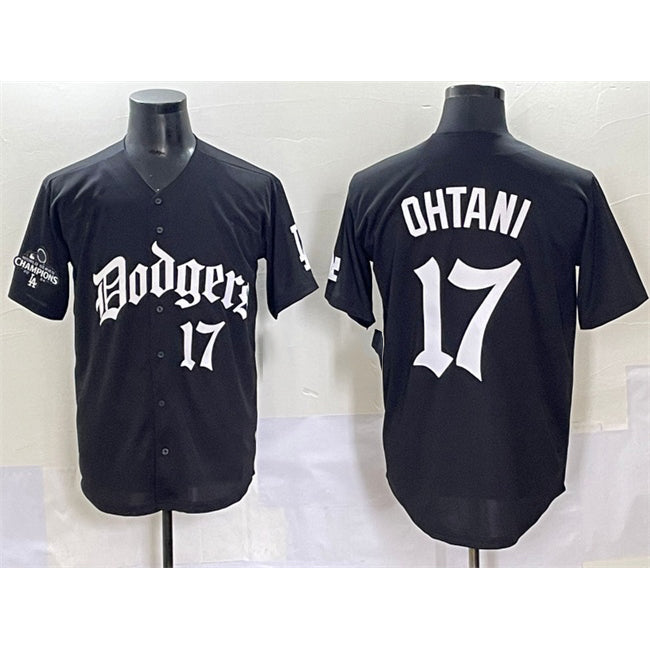 Los Angeles Dodgers #17 Shohei Ohtani Black CONTON 2025 LA Gothic Style With 2024 World Series Champions Patch Vapor Premier Limited Stitched Jersey