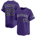Colorado Rockies #22 Mickey Moniak Purple CONTON Limited Stitched Jersey