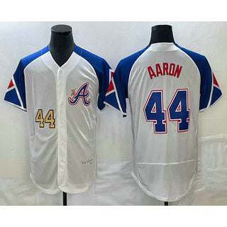 Atlanta Braves #44 Hank Aaron Number White CONTON 2023 City Connect Flex Base Stitched Jersey 2