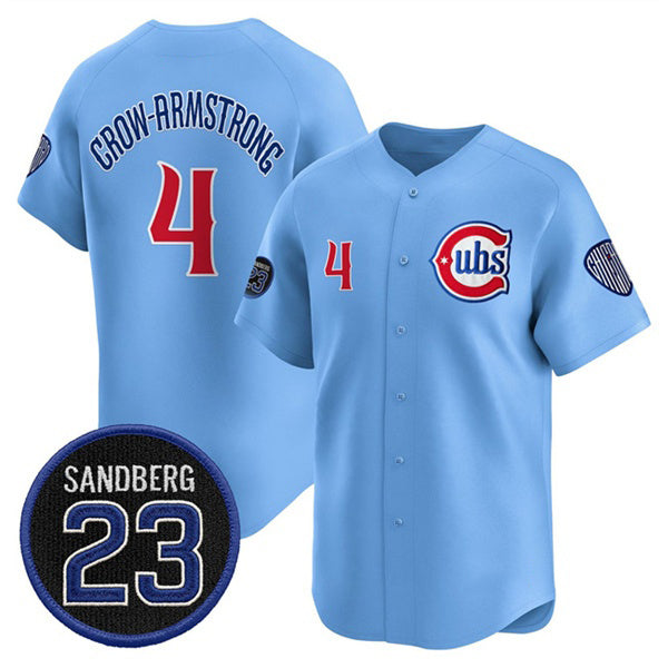 Chicago Cubs #4 Pete Crow-Armstrong Blue CONTON 'Ryne Sandberg Tribute' Vapor Limited V2 Stitched Jersey