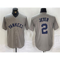 New York Yankees #2 Derek Jeter Gray CONTON Cool Base Stitched Jersey