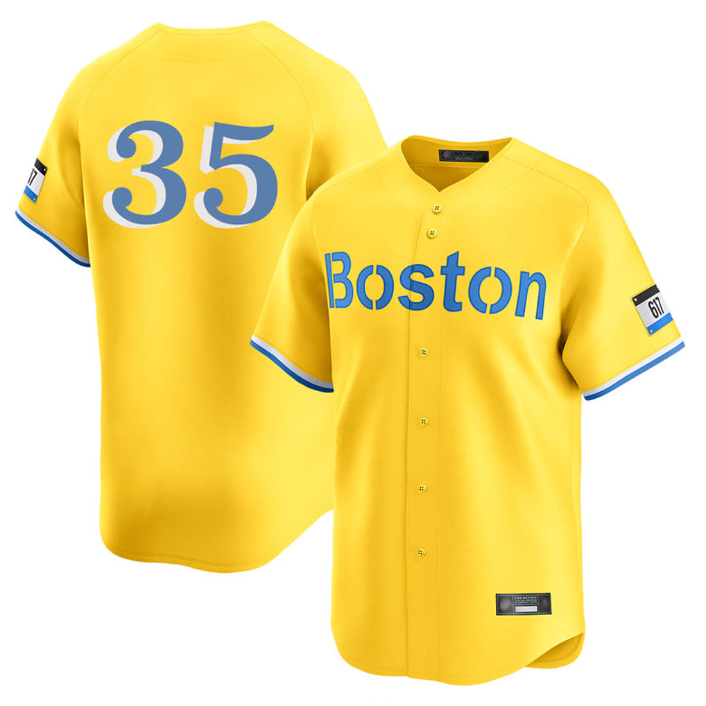Boston Red Sox #35 Garrett Crochet Player Yellow CONTON Limited Home Game Stitched Jerseys1