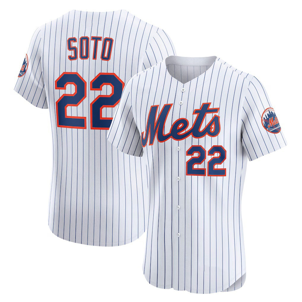 New York Mets #22 Juan Soto White CONTON Home Elite Jersey