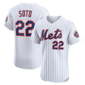 New York Mets #22 Juan Soto White CONTON Home Elite Jersey