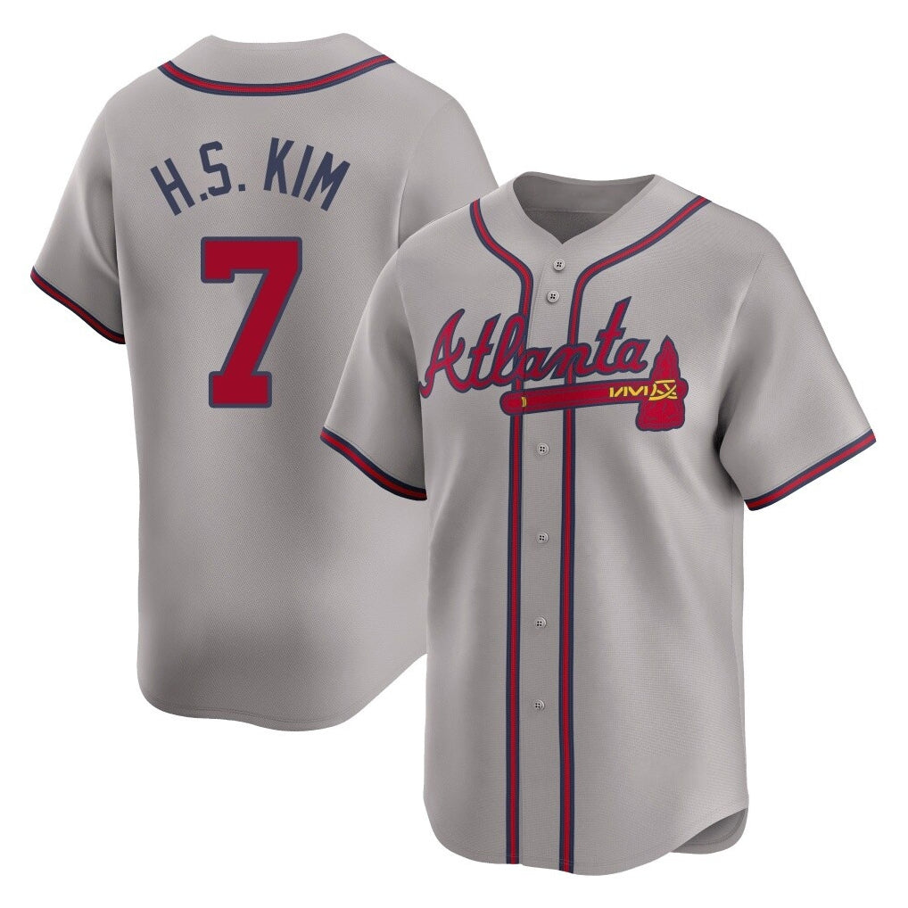 Atlanta Braves #7 Ha-Seong Kim Player Gray CONTON Limited Home Game Stitched Jerseys