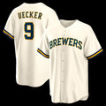 Milwaukee Brewers #9 Bob Uecker Cream CONTON Home Retired Player Replica Jersey
