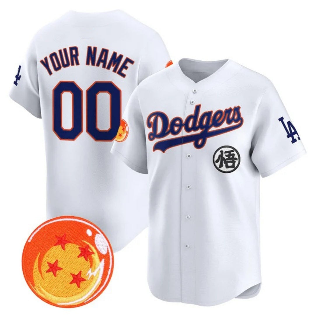 Custom Los Angeles Dodgers x Dragon Ball White CONTON Vapor Premier Limited Jersey - Stitched