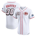 Cincinnati Reds #30 Ken Griffey Player White CONTON Speedway Classic Limited Elite Home Stitched Jerseys