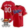 Custom Los Angeles Dodgers x One Piece Red CONTON 2025 Vapor Premier Limited Jersey - Stitched