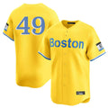 Boston Red Sox #49 Tim Wakefield Player Yellow CONTON Limited Home Game Stitched Jerseys1
