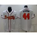 Atlanta Braves #44 Hank Aaron 2022 White Gold CONTON World Series Champions Program Cool Base Stitched Jersey