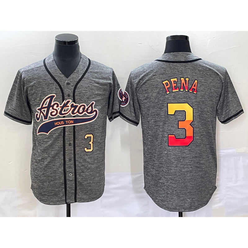 Houston Astros #3 Jeremy Pena Number Grey CONTON Gridiron Cool Base Stitched Jersey