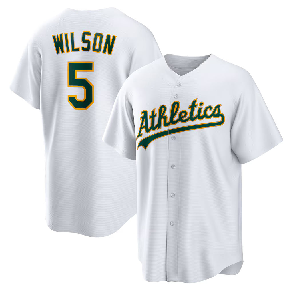 Oakland Athletics #5 Jacob Wilson White CONTON Home Replica Jersey
