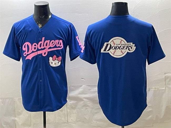Los Angeles Dodgers Team Big Logo Royal CONTON Hello Kitty Night Stitched Jersey